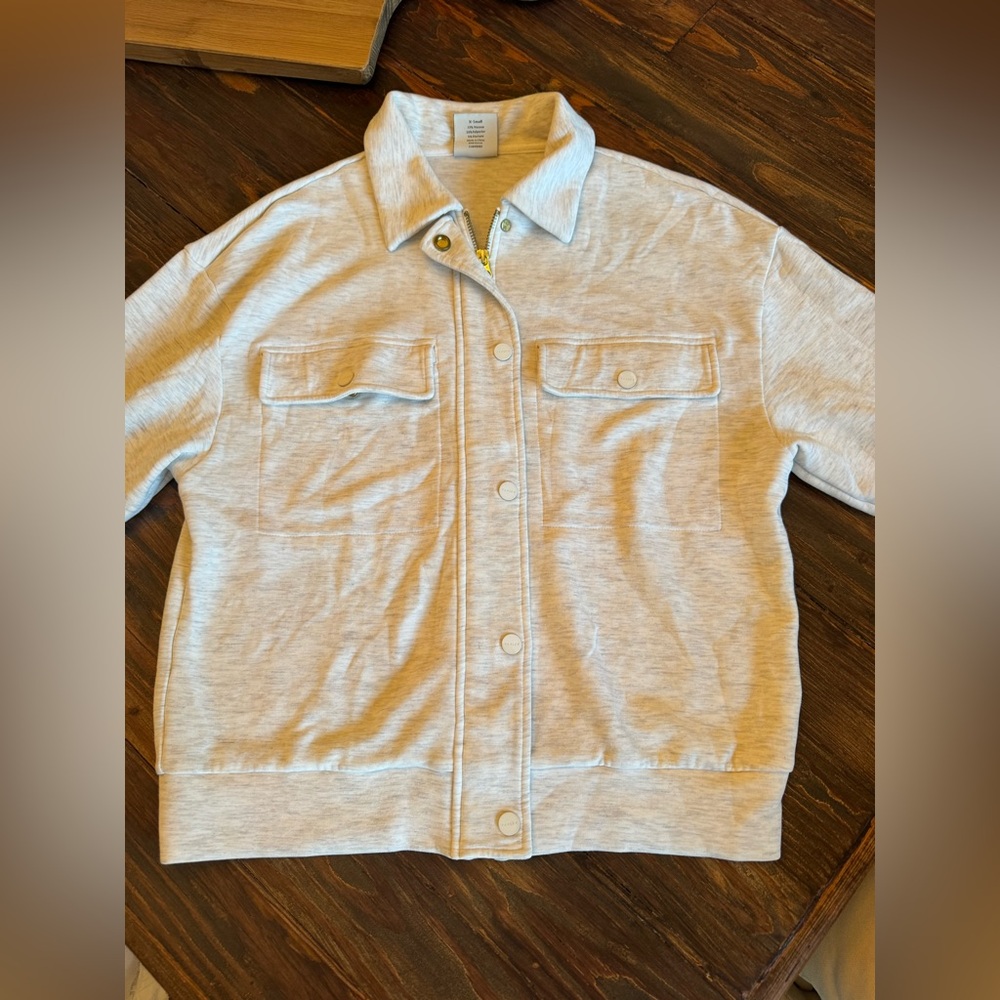 Varley- Double Soft Ivory Snap Down Longsleeve Elizabeth Jacket - Picture 4 of 7